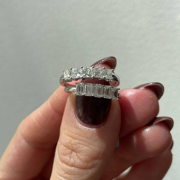Lab Created Diamond 14K Gold Emerald Cut Five Stone Ring