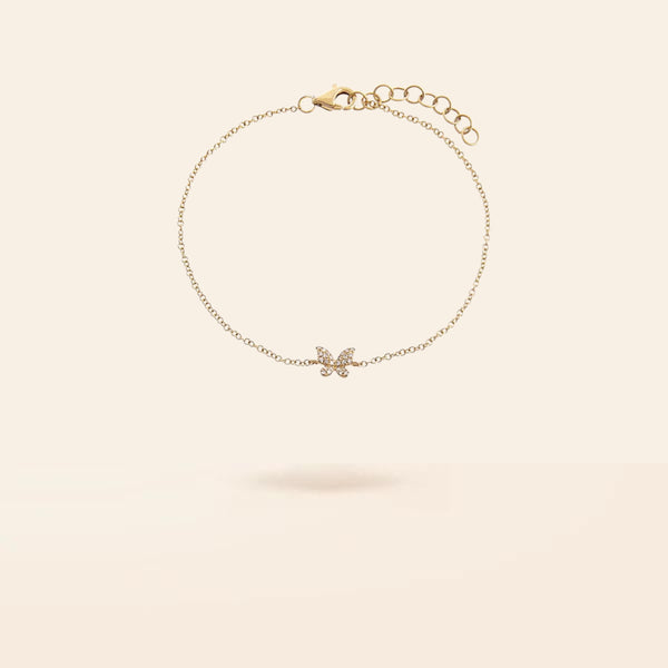 14K Gold Mini Diamond Butterfly Bracelet