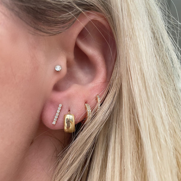 10K Gold Diamond Bar Stud Earrings