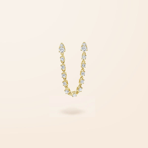 Single 14K Gold Connect Diamond Chain Stud Earring