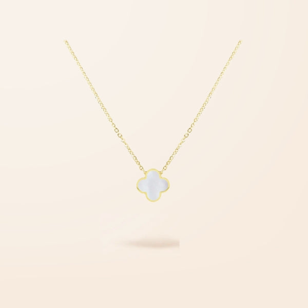 Limited Edition 14K Gold Single Mini Mother of Pearl Clover Necklace