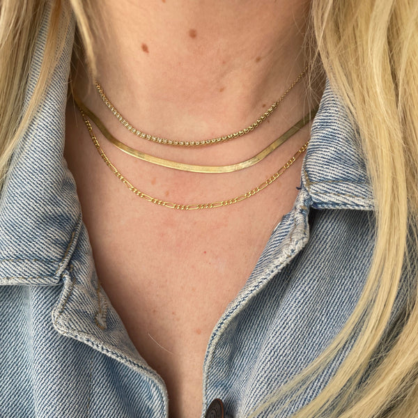 10K Gold Mini Figaro Chain Necklace