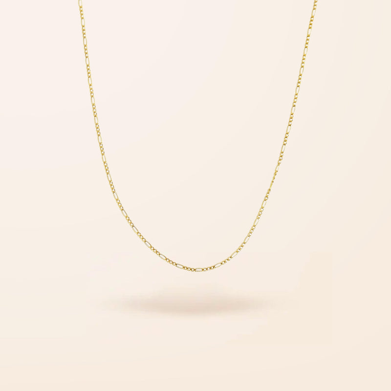 10K Gold Mini Figaro Chain Necklace