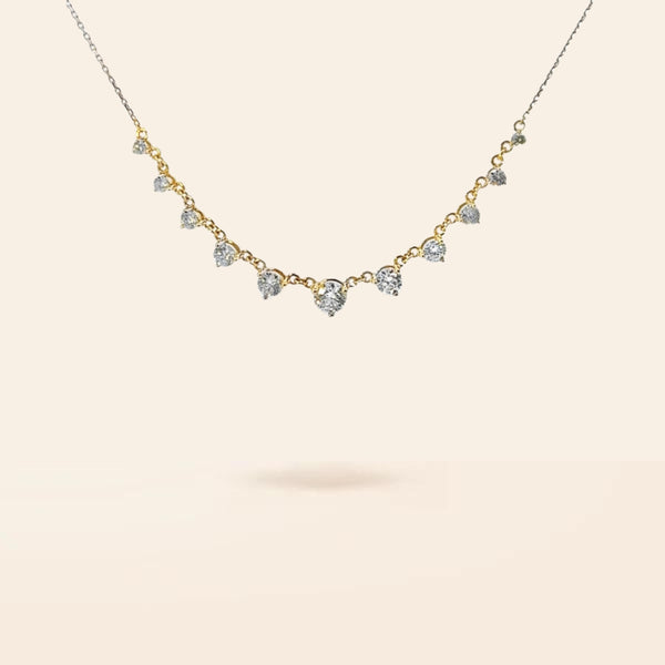 Lab Created 14K Gold Graduating Diamond Drop Necklace