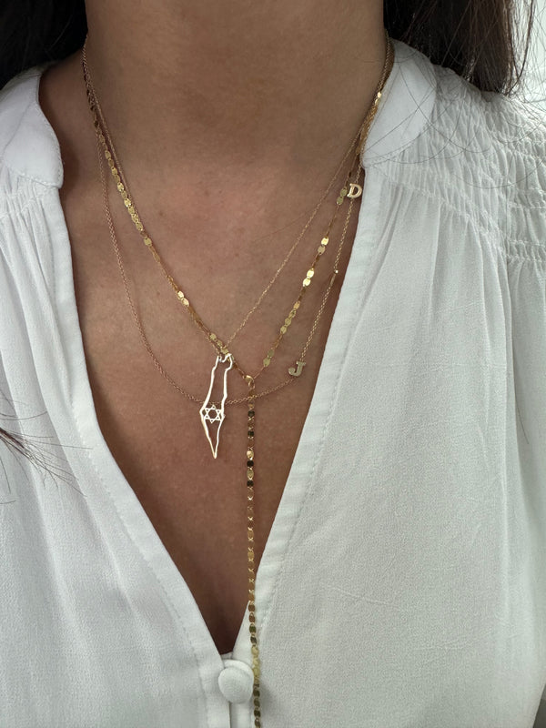 14K Gold Map of Israel Necklace