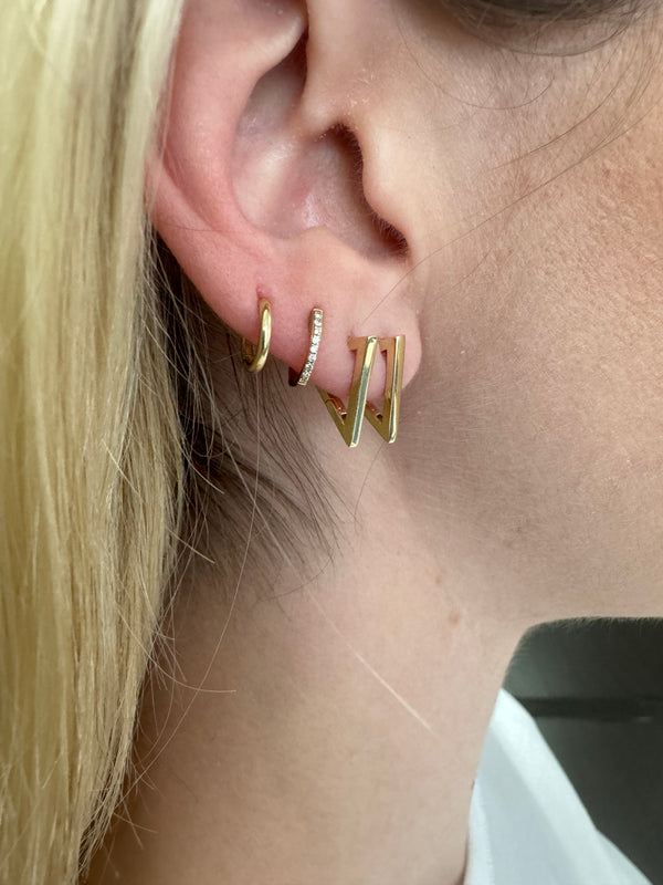 10K Gold Triangle Huggie Earrings