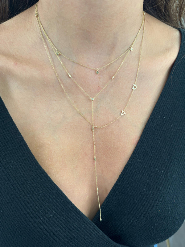 14K Gold Diamond Lariat Necklace