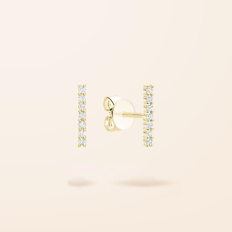 10K Gold Diamond Bar Stud Earrings