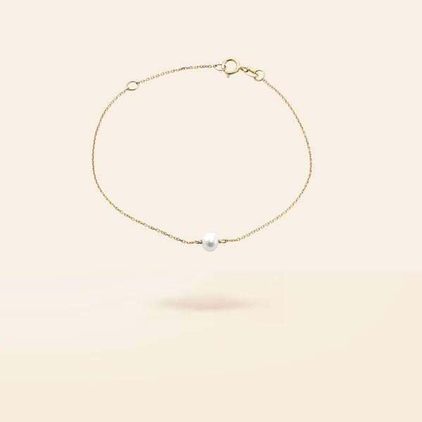 14K Gold Single Pearl Bracelet