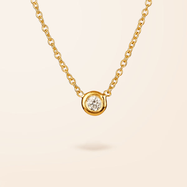 14K Gold Diamond Bezel Necklace