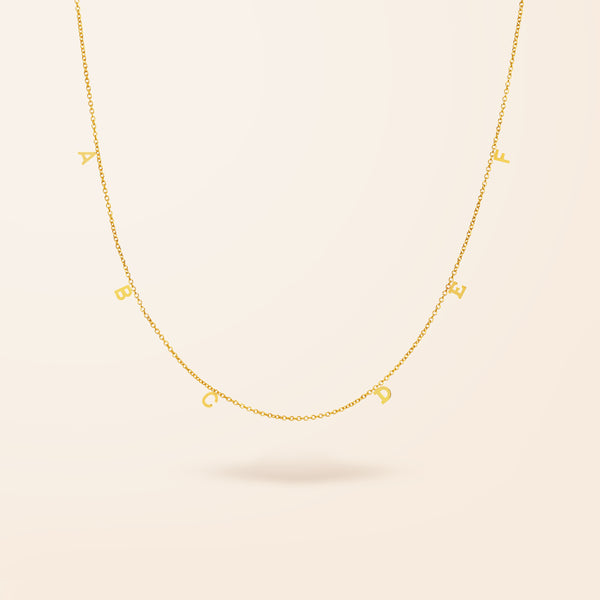 14K Gold Drop Mini Initial Necklace