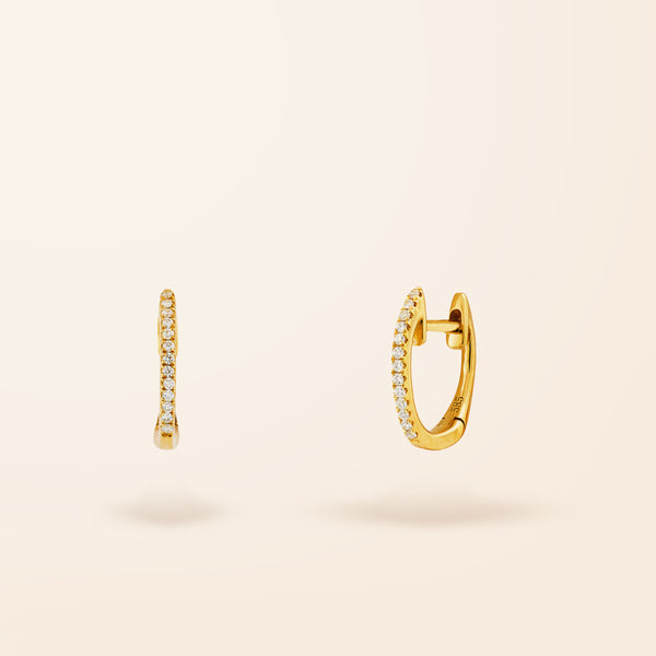 14K Gold Mini Diamond Huggie Earrings