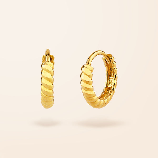 10K Gold Mini Twist Huggie Earrings