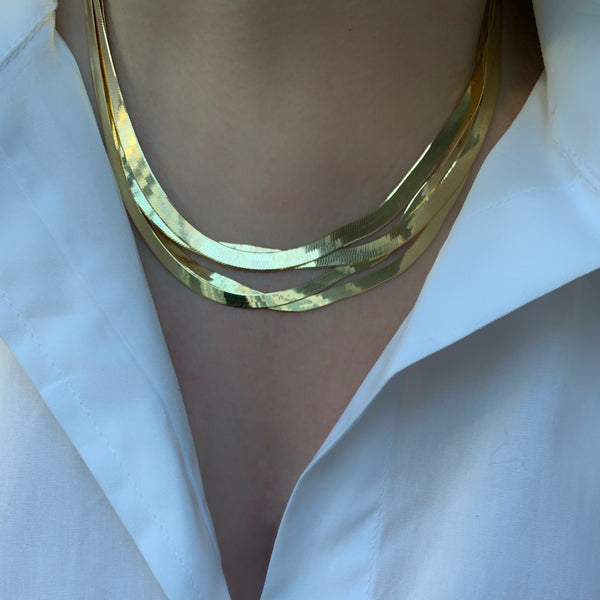 10K Gold Large Herringbone Necklace