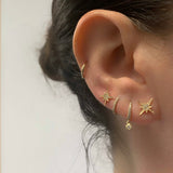 14K Gold Diamond Starburst Stud Earrings