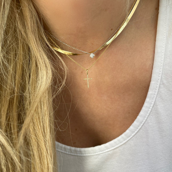 14K Gold Diamond Cross Charm