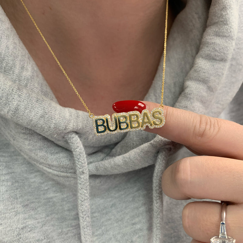 14K Gold Diamond Bubble Name Necklace