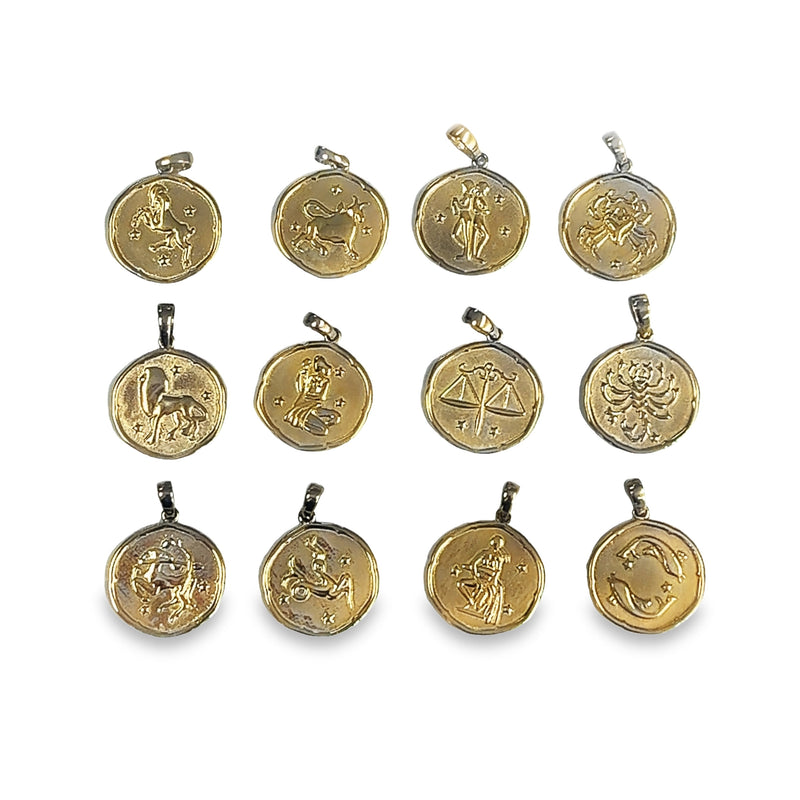 10K Gold Zodiac Disc Charm