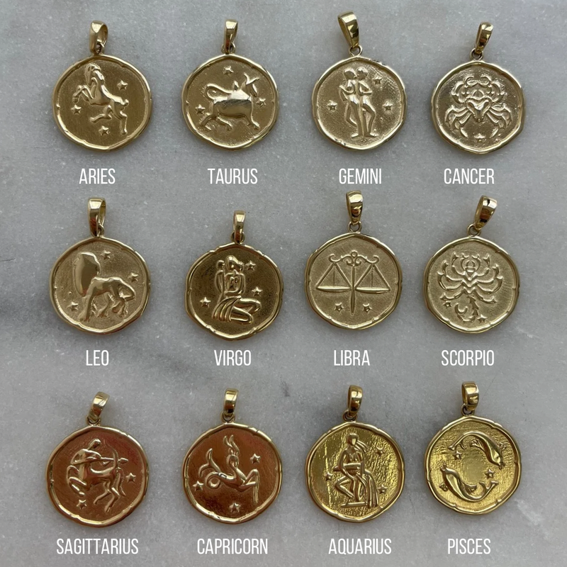 10K Gold Zodiac Disc Charm