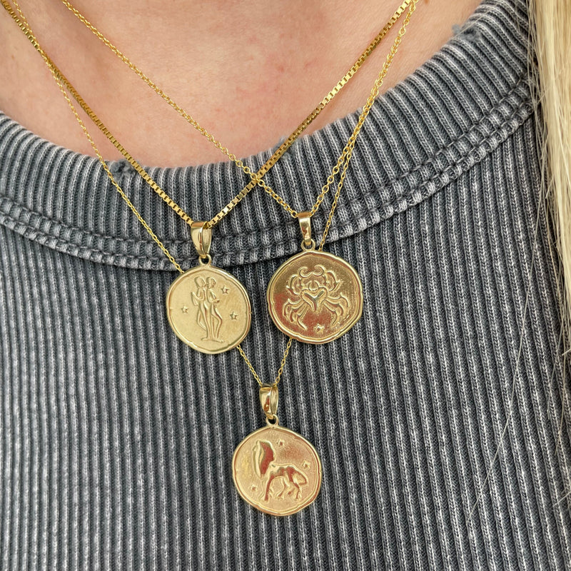 10K Gold Zodiac Disc Charm