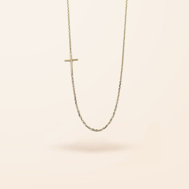 10K Gold Asymmetrical Cross Necklace