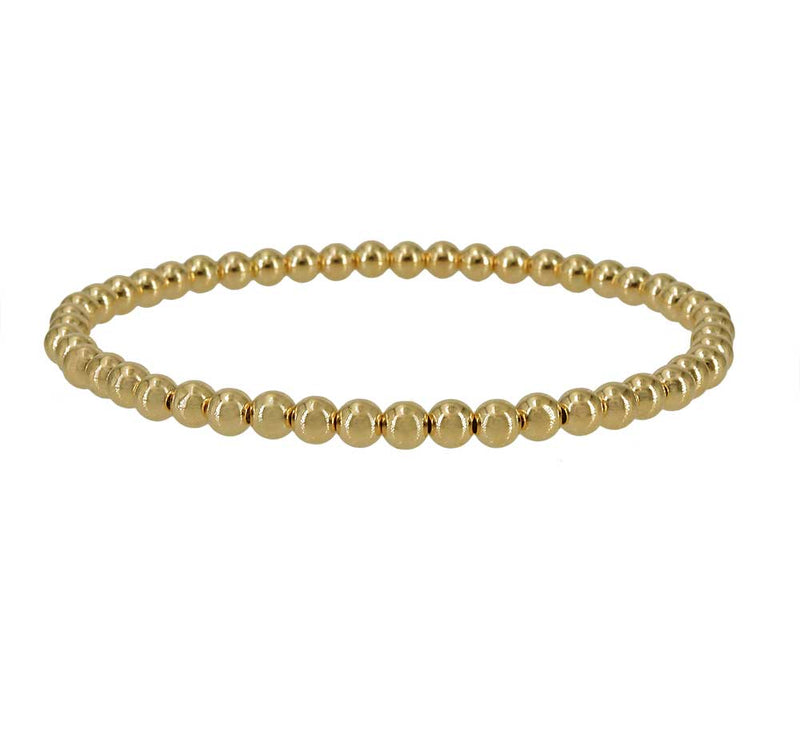 Sterling Silver Gold Plated Bead Bracelet 4mm