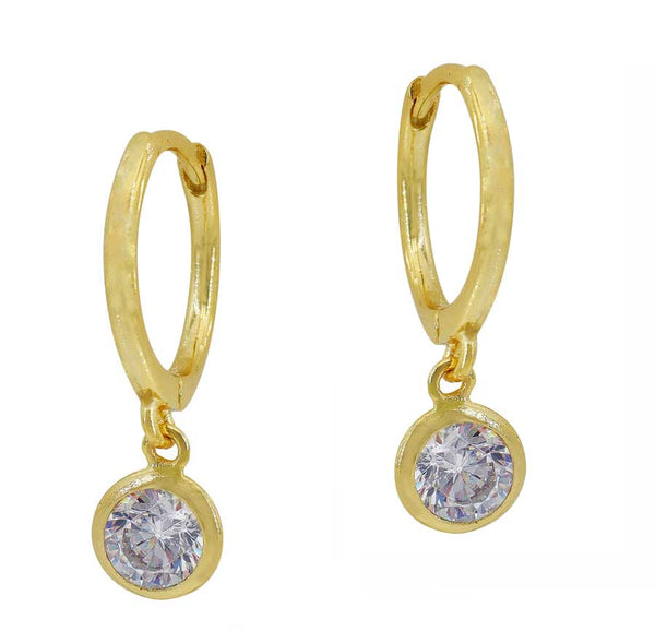 Sterling Silver Gold Plated CZ Drop Earrings