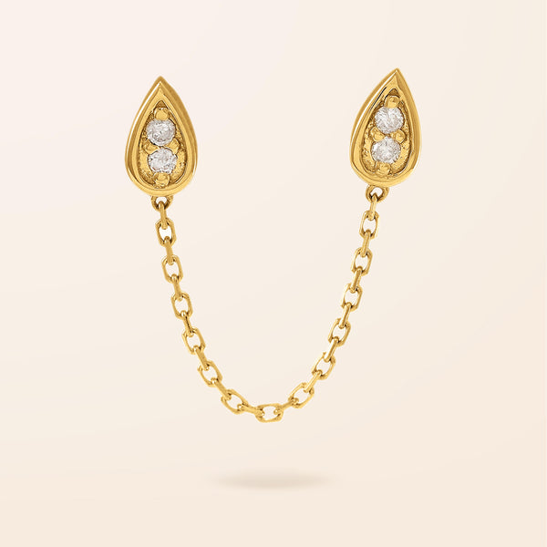 Single 14K Gold Diamond Connecting Teardrop Earrings