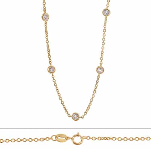 Sterling Silver Gold Plated CZ By The Yard Long necklace