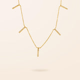 14K Gold Diamond Bars Necklace