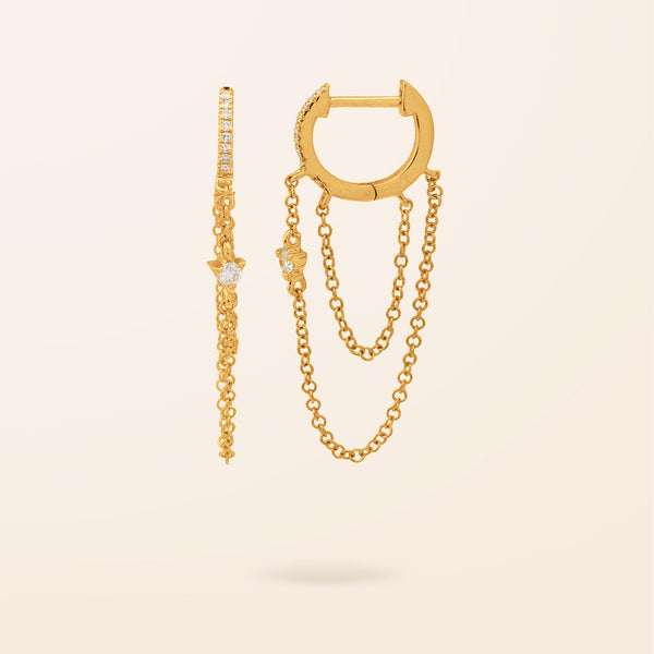 14K Gold Diamond Chain Earrings