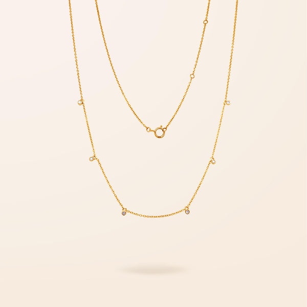 14K Gold Diamond Bezel Dangling Necklace