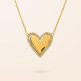 14K Gold Heart Diamond Outline Necklace