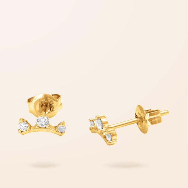 14K Gold Diamond Arch Stud Earrings