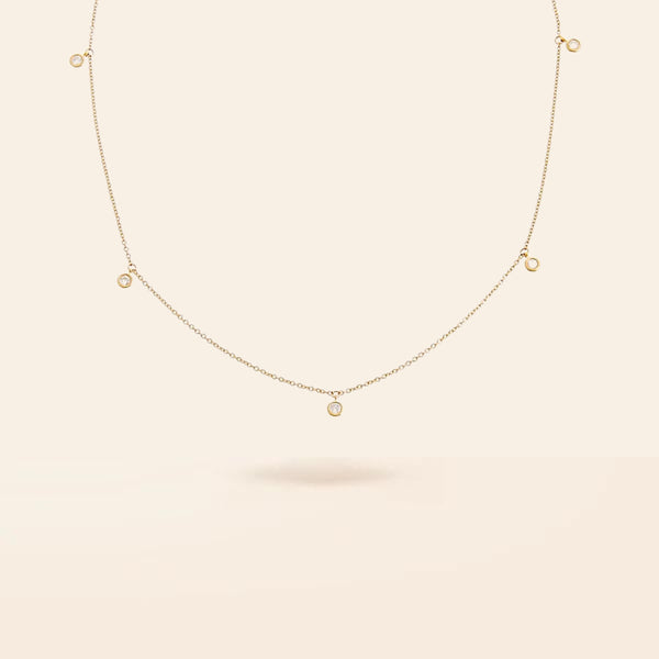 14K Gold Diamond Drop Necklace