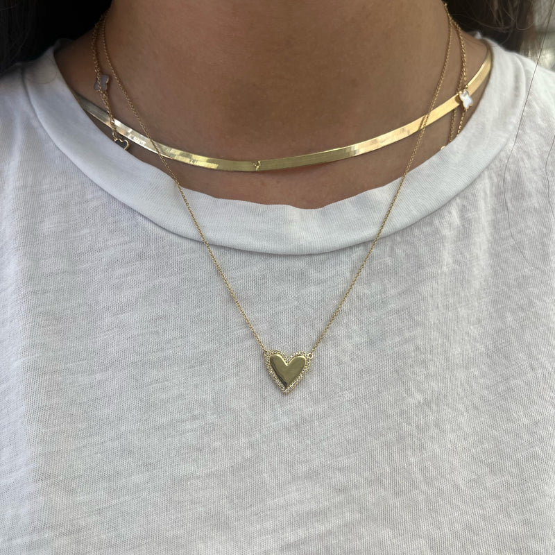 14K Gold Heart Diamond Outline Necklace