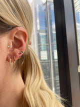 Lab Created 14K Gold Diamond Hoop Earrings