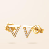 14K Gold Diamond Triangle Stud Earrings