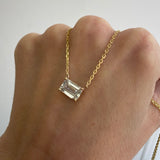 Lab Created 14K Gold Emerald Cut Diamond Necklace