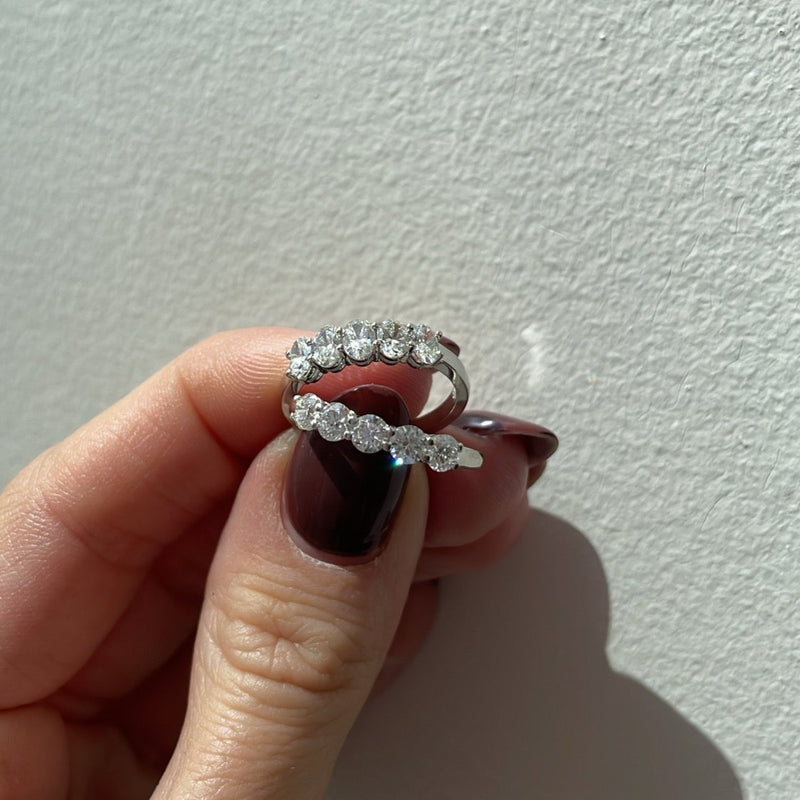 Lab Created Diamond 14K Gold Oval Cut Five Stone Ring