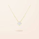 14K Gold Single Mini Mother of Pearl Clover Necklace