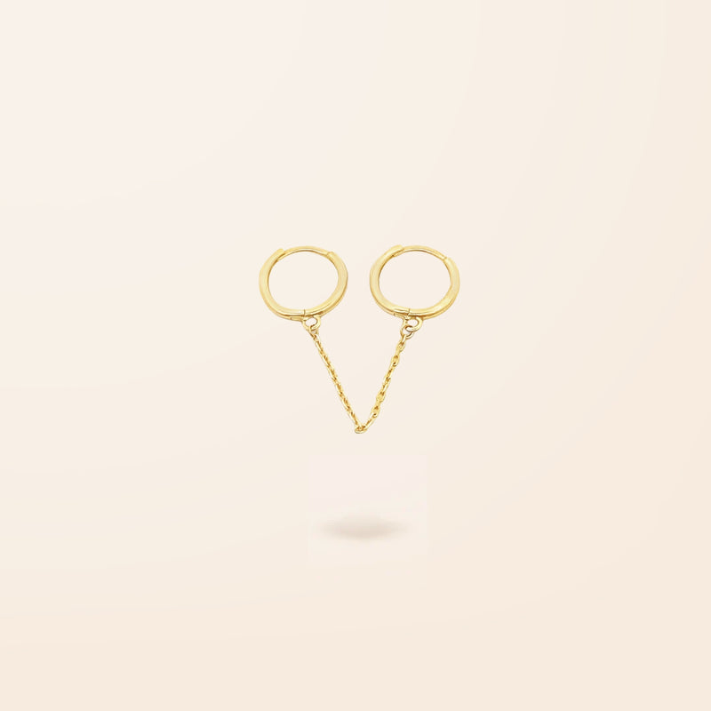 Single 10K Gold Chain Huggie Earring