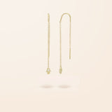 14K Gold Diamond Hamsa Threader Earrings
