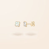 14K Gold Inlay Clover Earrings