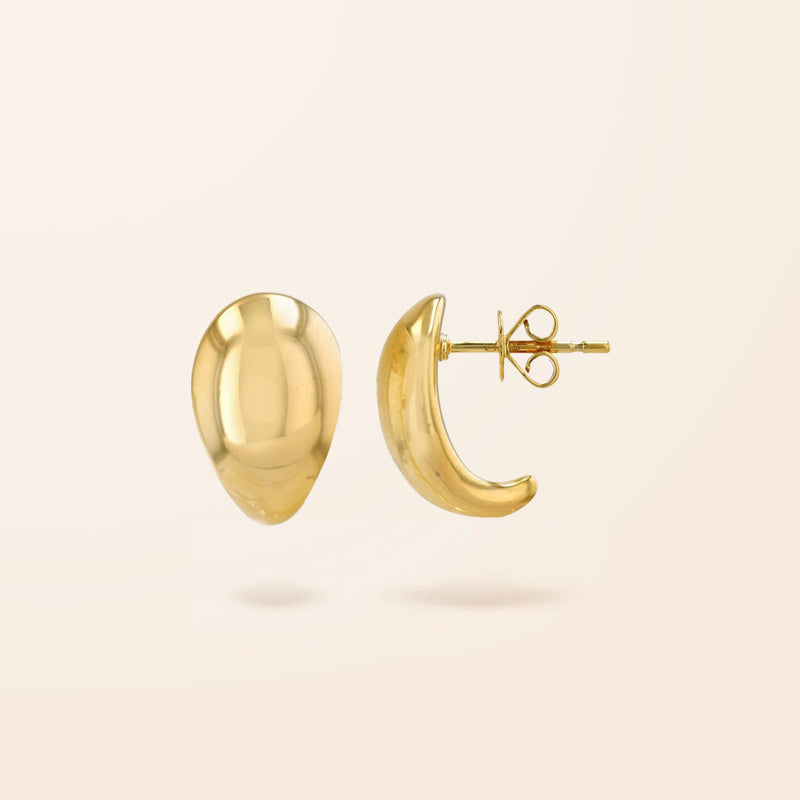14K Gold Large Pear Shape Stud Earrings