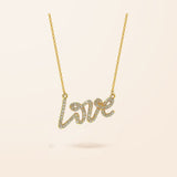 14K Gold Script Diamond Love Necklace