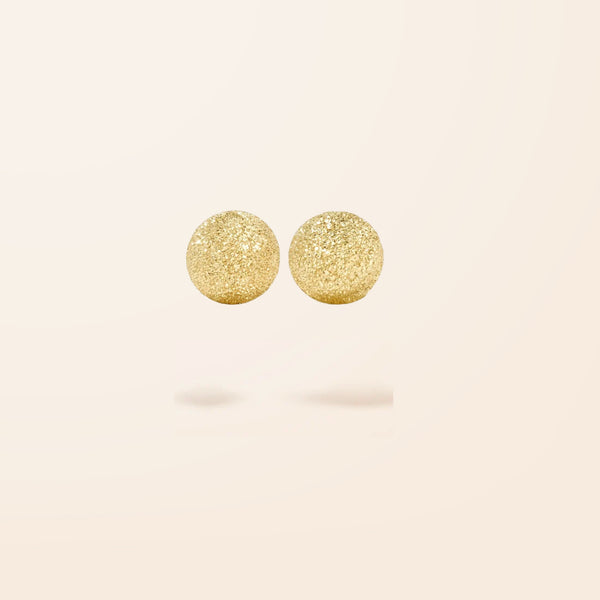 14K Gold Glitter Ball Stud Earrings