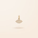 14K Gold Mini Diamond Evil Eye Charm