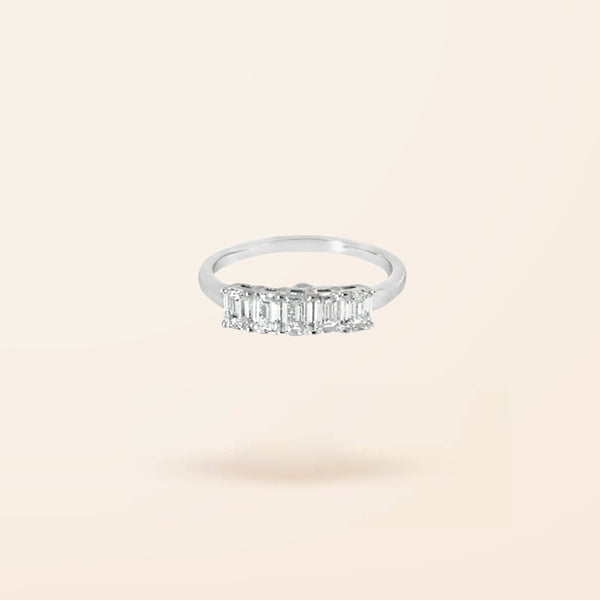Lab Created Diamond 14K Gold Emerald Cut Five Stone Ring