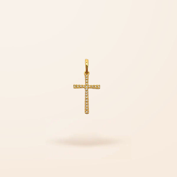 14K Gold Diamond Cross Charm